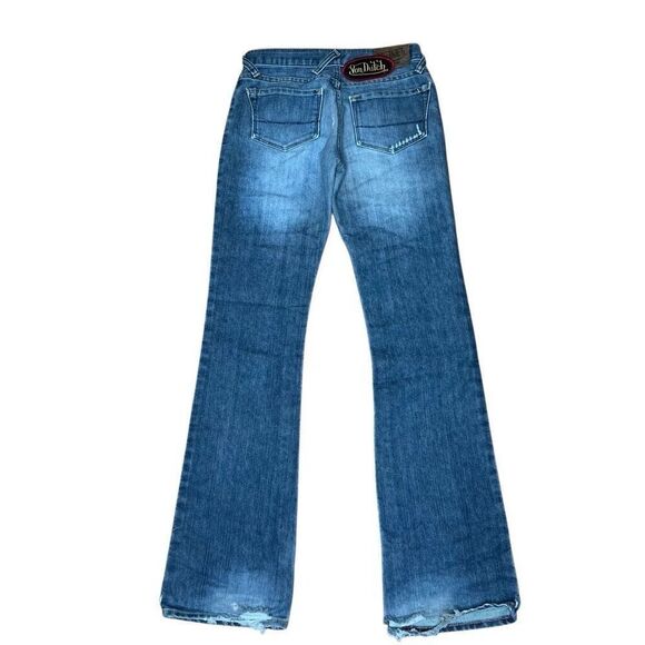 American Vintage 90s Y2K Von Dutch Patch Jeans Size 26 Made In USA - Picture 2 of 12